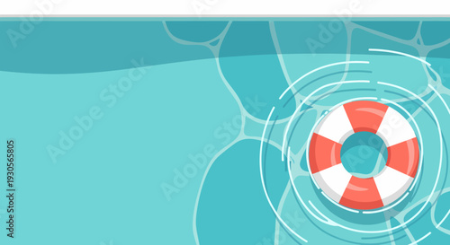 Summer vacation beach life preserver floating on tropical water