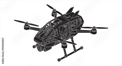 Drone Blueprint – Unmanned Aerial Vehicle Engineering CAD Technical Drawing