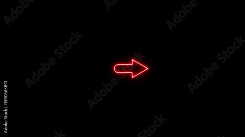 Red Neon Arrow Pointing Right on Black Background light