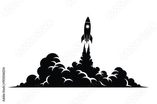 Rocket Launching Through Smoke Clouds, Space