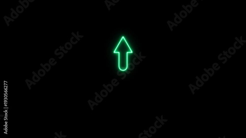 Green Neon Arrow Pointing Upwards on Black Background