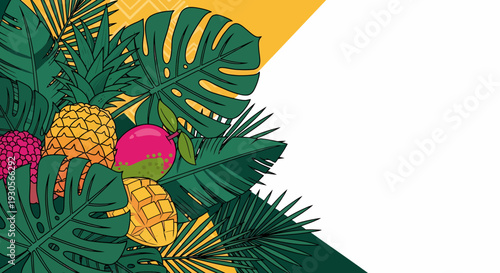 Summer vacation tropical beach design with copy space