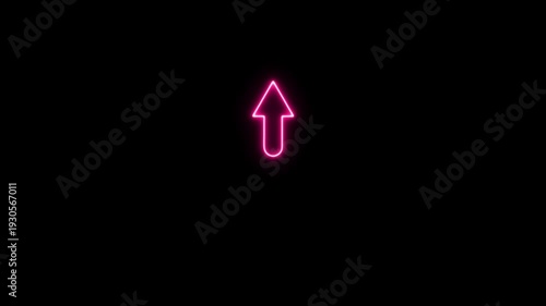 Pink Neon Arrow Pointing Upwards on Black Background