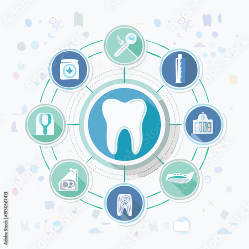 Dental care concept illustration with tooth and icons