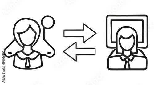 Businesswoman transforming into digital avatar through virtual interface