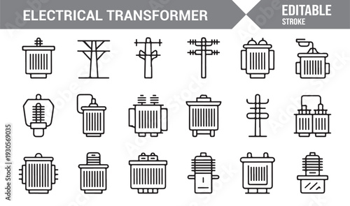 Modern Energy Grid Transformer Vector Symbols