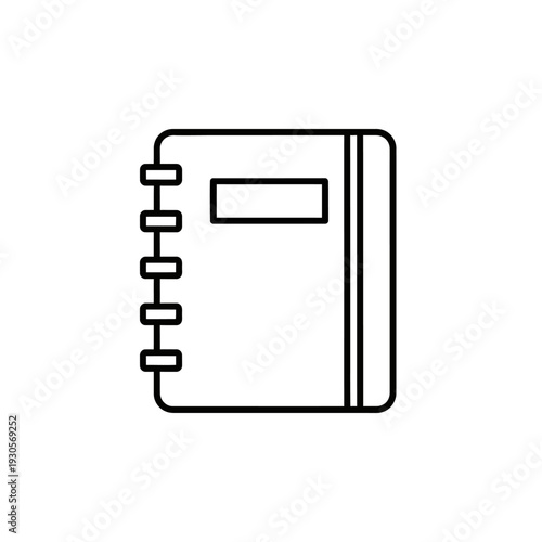 Minimalist Black Outlined Notebook Icon for Office Supplies and Stationery