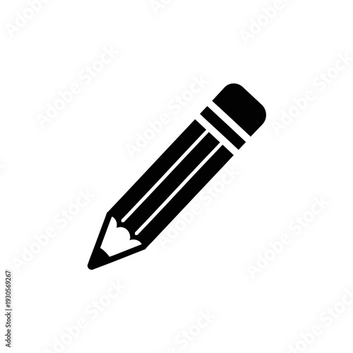 Minimalist Black Pencil Icon for Design and Creativity Concepts