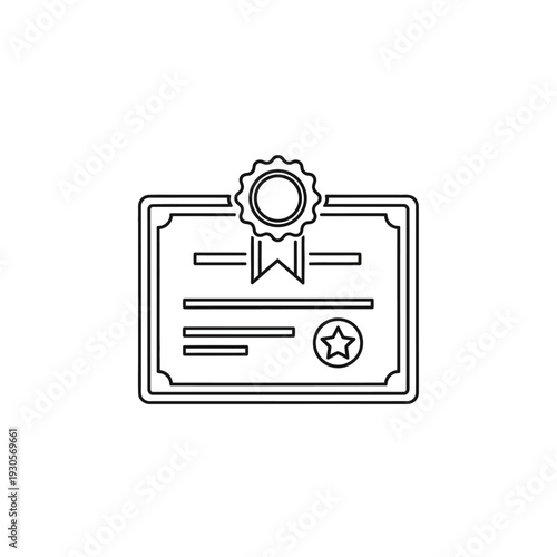 Minimalist Certificate Illustration with Ribbon and Star Design