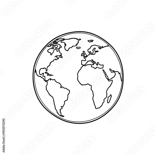Minimalist Globe Illustration Representing World Map and Global Connectivity