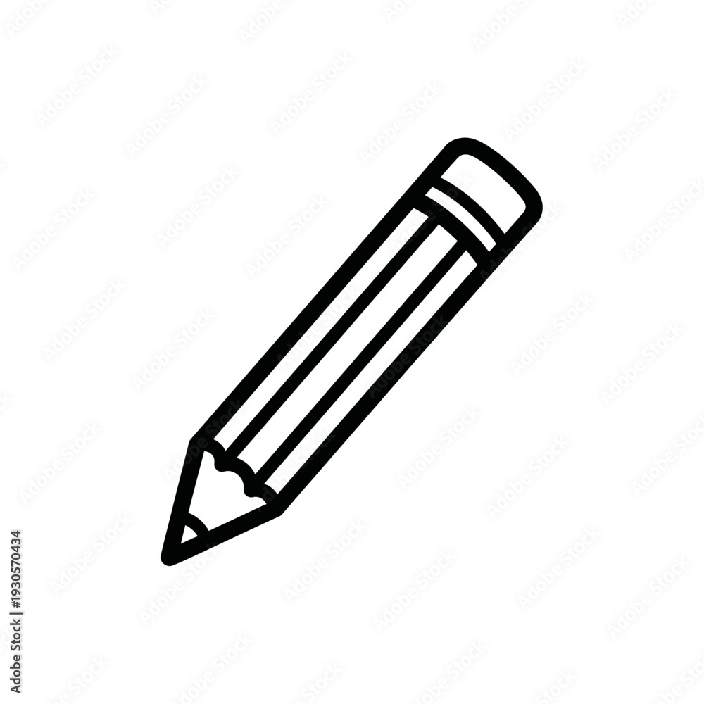 Fototapeta premium Minimalist Black Outline of a Pencil for Creative and Educational Applications