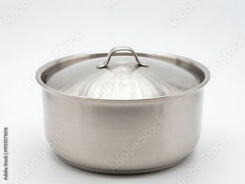 Wallpaper Mural Stainless Steel Cooking Pot with Lid on White Background for Kitchen Use Realistic Product Photography Torontodigital.ca