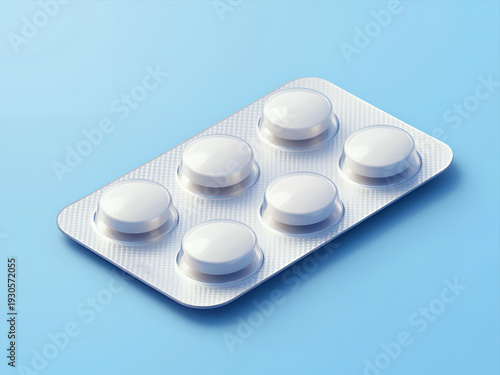 Wallpaper Mural White Pills in Blister Pack on Light Blue Background Realistic 3d Render Medical Pharmaceutical Product Shot for Healthcare Branding or Packaging Design Torontodigital.ca