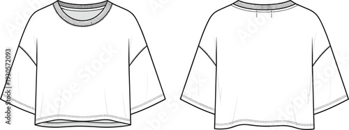 Technical fashion flat sketch vector set of women's pleated midi skirts drawstring trousers and hooded anorak jacket for apparel design and clothing manufacturing