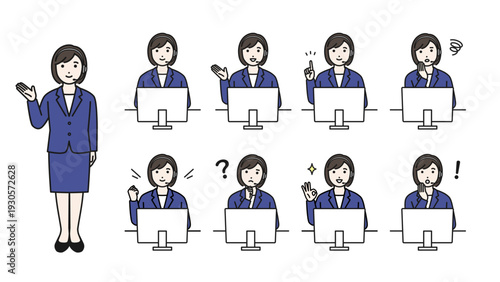 オペレーターの女性 セット