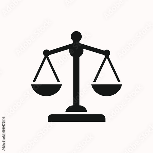 Justice Balance Scale outline Icon Representing Law, Fairness, and Impartial Judgment Vector Illustration on white background