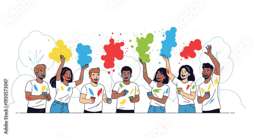 Friends Celebrate Holi With Gulal Powder