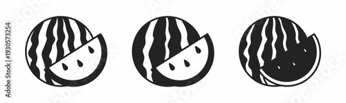 Watermelon icon on white background. Vector logo watermelonillustration.