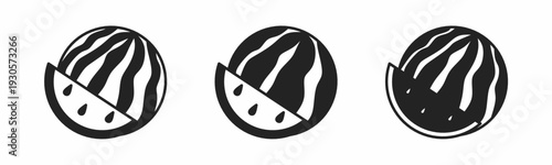 Watermelon icon on white background. Vector logo watermelonillustration.