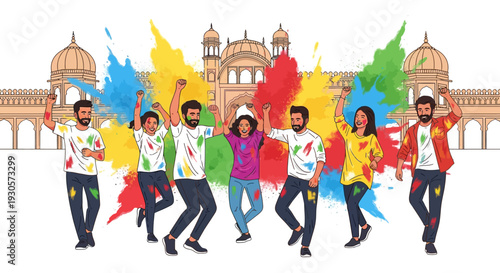 Friends Dancing Powder Explosion Indian Street