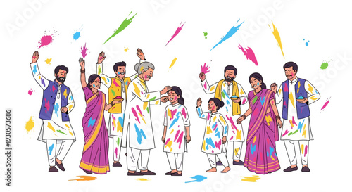 Holi Celebrations Indian Family Dance