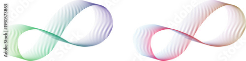 Abstract Infinity Wave Line Art in Colorful Gradient for Technology and Flow
