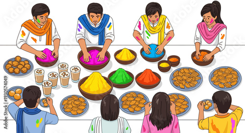Holi Festival Powders, Thandai, Gujiya Preparation