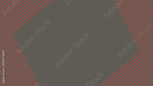 Geometric Red Line Corners Framing Neutral Gray Center Background.e
