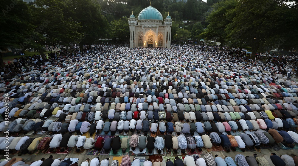 Fototapeta premium Global Muslim unity during Eid ul Fitr prayer