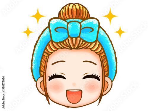 ヘアバンドをしたちびキャラ女子のイラスト素材3