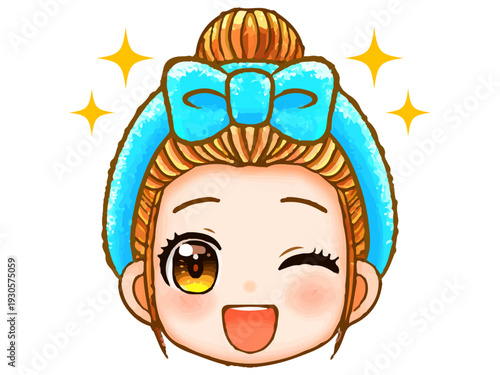 ヘアバンドをしたちびキャラ女子のイラスト素材2