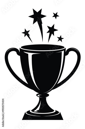 Trophy Icon with Star Celebration Victory Symbol