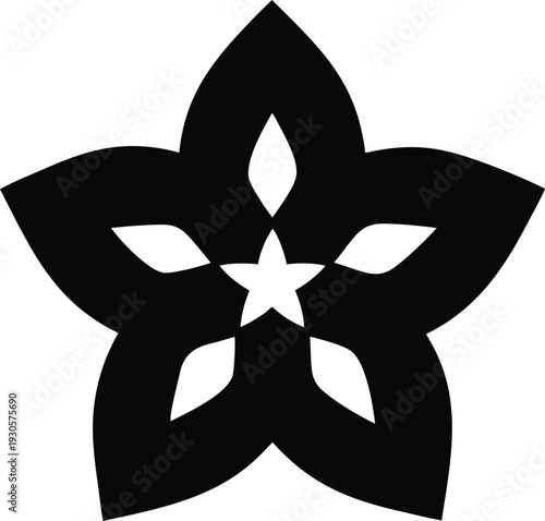 star shaped flower silhouette vector illustration on transparent background