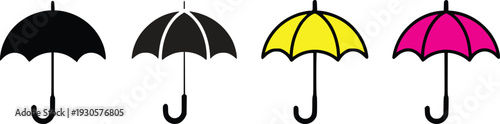 Set of colorful umbrella icons in different colors