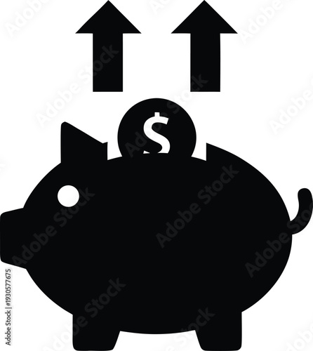 piggy bank silhouette vector illustration on transparent background