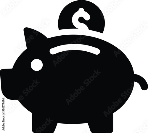 piggy bank silhouette vector illustration on transparent background