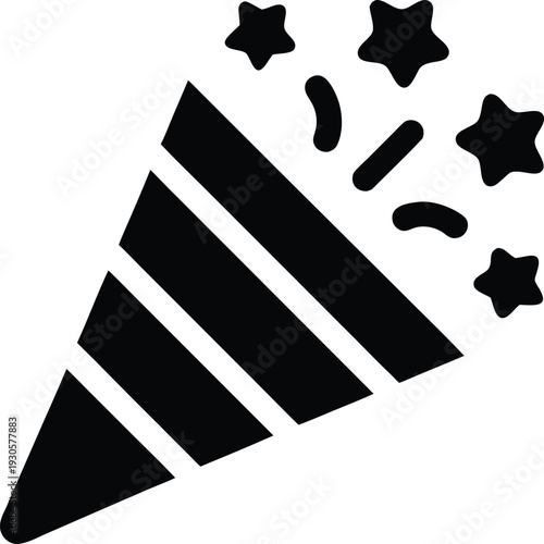 party popper silhouette vector illustration on transparent background