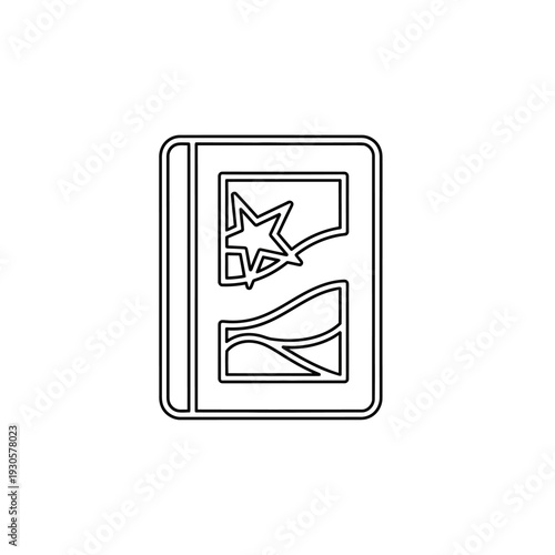 Minimalist Line Art Illustration of a Digital Camera with Artistic Elements