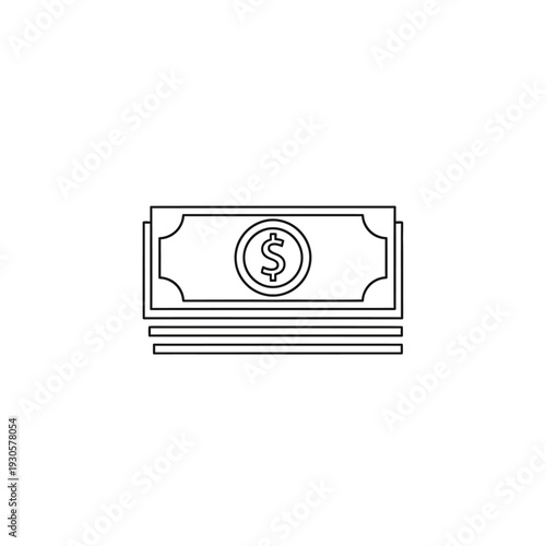 Minimalist Line Art Illustration of a Dollar Bill on White Background for Financial or Business Design