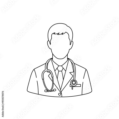 Minimalist Line Art Illustration of a Doctor with Stethoscope for Medical and Healthcare Designs