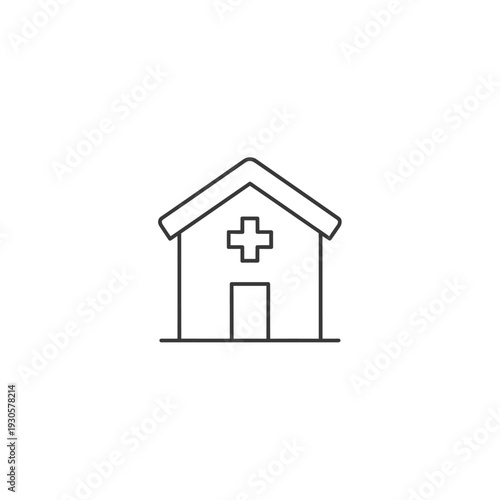 Minimalist Line Art Illustration of a Medical Clinic Building