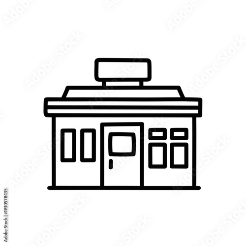 Minimalist Line Art Illustration of a Small Business Storefront for Commercial Use