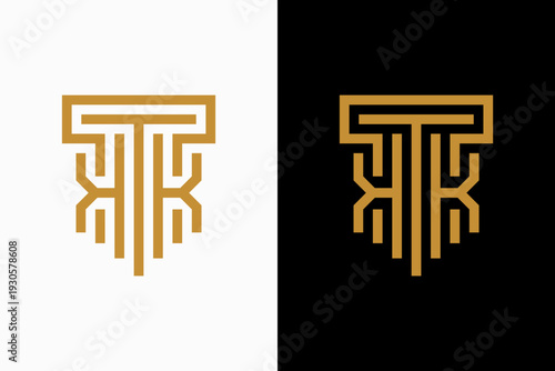 Letter K Pillar Vector Logo Premium