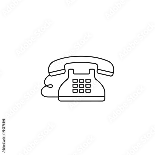 Minimalist Line Art Illustration of Classic Landline Telephone for Communication Concept