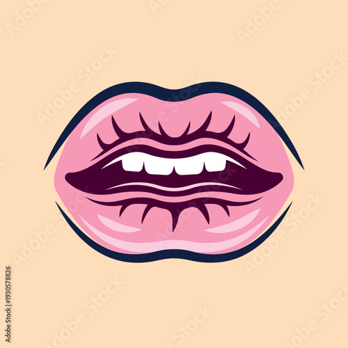 Woman lips, mouth vector colorful illustration, graphic object for valentine day, romantic theme design
