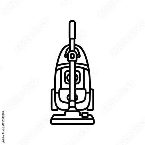 Minimalist Line Art of a Vacuum Cleaner for Household Cleaning Themes
