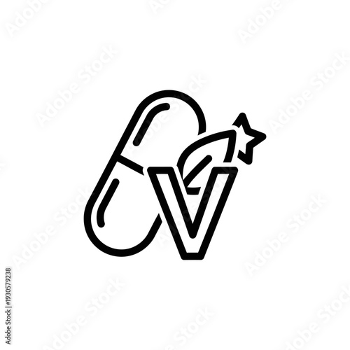 Minimalist Line Art of Medicinal Capsule and Vitamin Tablets Illustration