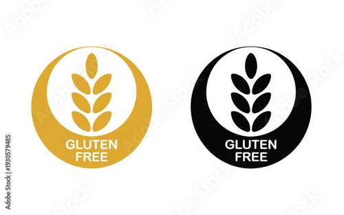 Gluten free label, vector icons set, no wheat symbols, templates and signs for gluten-free food packaging, dietetic products, and nutrition labels, vector illustration for apps, and product design.