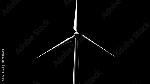 A stylized illustration of a wind-powered generator against a stark black background