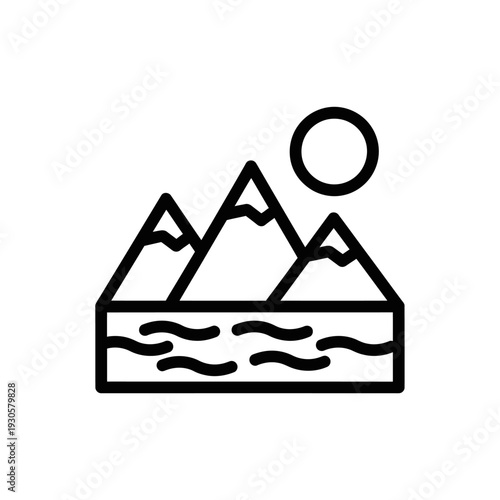 Minimalist Mountain and Water Landscape Illustration for Nature and Outdoors Visuals